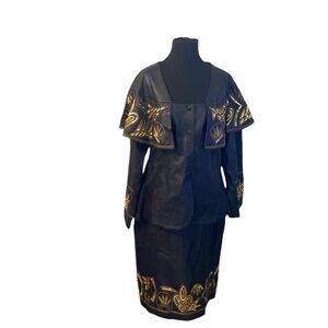 Vintage Raw Basix Genuine Leather Women’s‎ Embroidered Beaded Black Leather XL